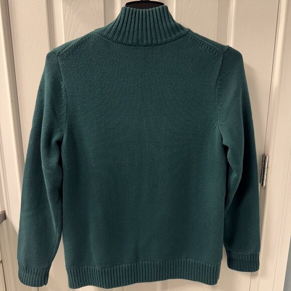 Vintage 90s L.L. Bean Flannel Lined Full Zip Cardigan Sweater Green Size Large - Picture 6 of 9